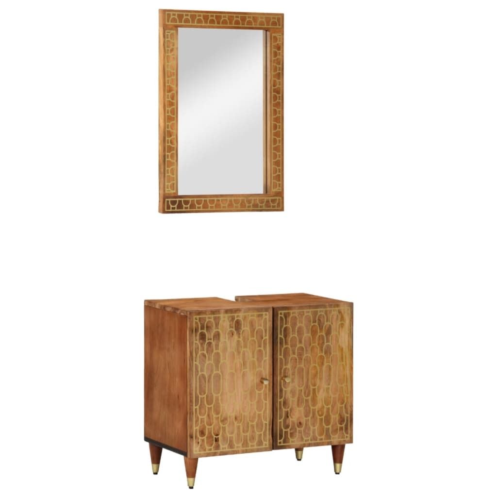2-tlg. Badmöbel-Set Massivholz Mango - Badezimmer 3206321