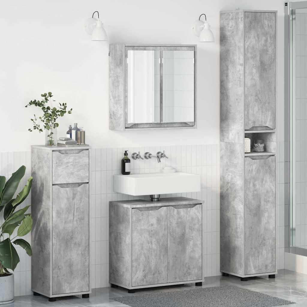 Maison Exclusive - Badezimmermöbel-Set mit Regal 4 pcs Beton Grau Holzwerkstoff