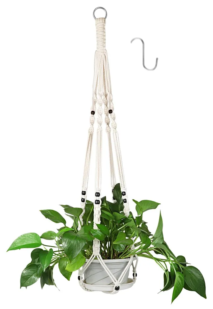Suspension plante coton naturel 85cm - Style bohème durable et solide