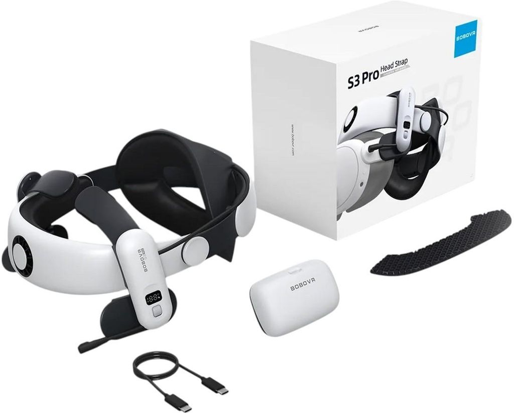 BOBOVR S3 Pro, Gurt, Frontmontiertes Display, Weiß, META, Produktbild 