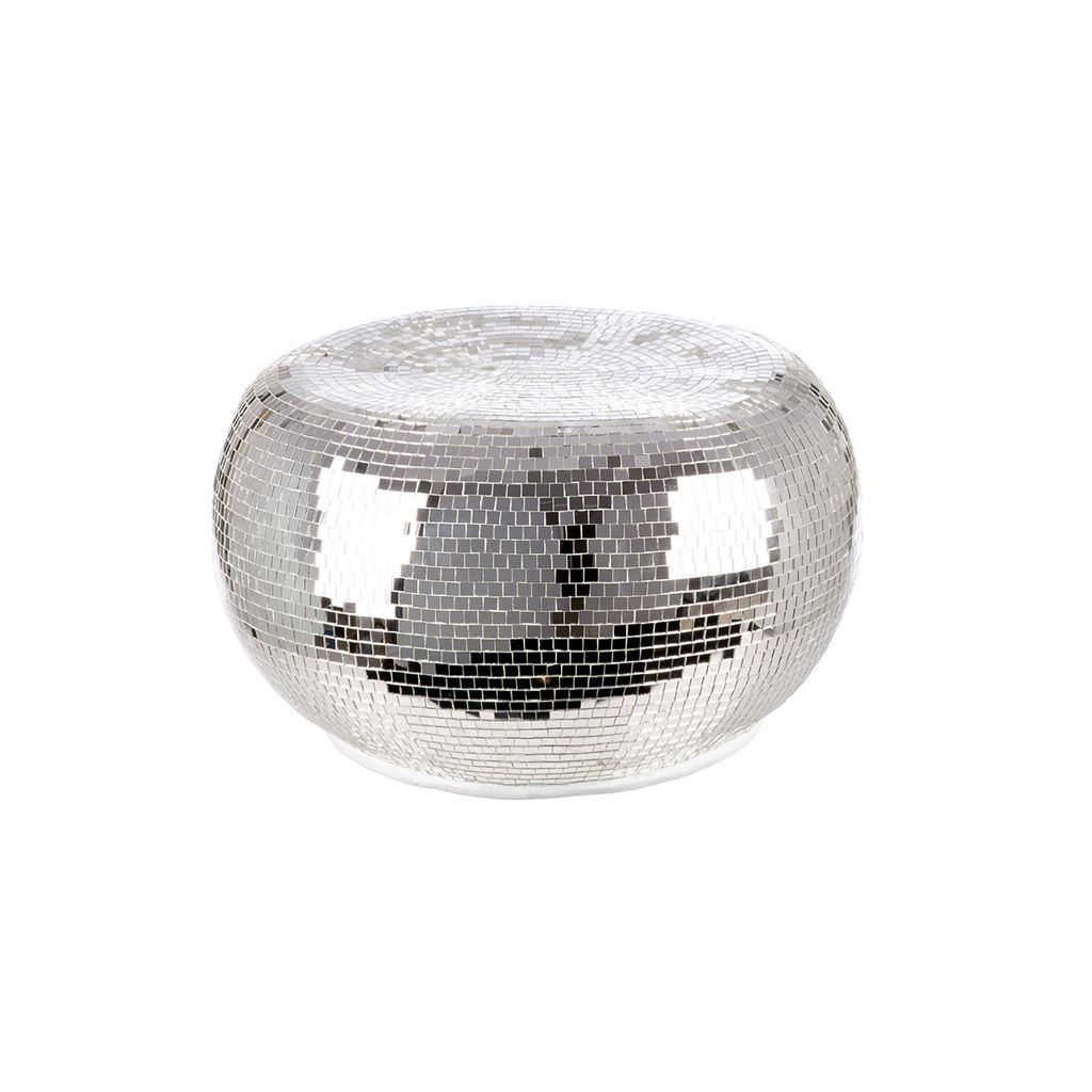 Gilde Beistelltisch, oval, "Disco", Fiberglas, Spiegelglas, Produktbild 