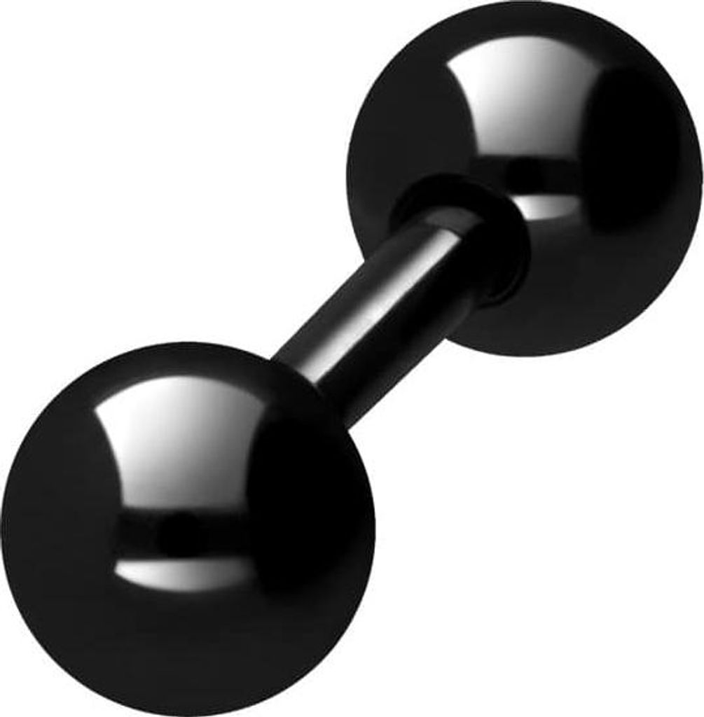Zungenpiercing, Intim-Piercing Titan Barbell mit Innengewinde Schwarz Stablänge: 6mm | Stabstärke: 1,6mm