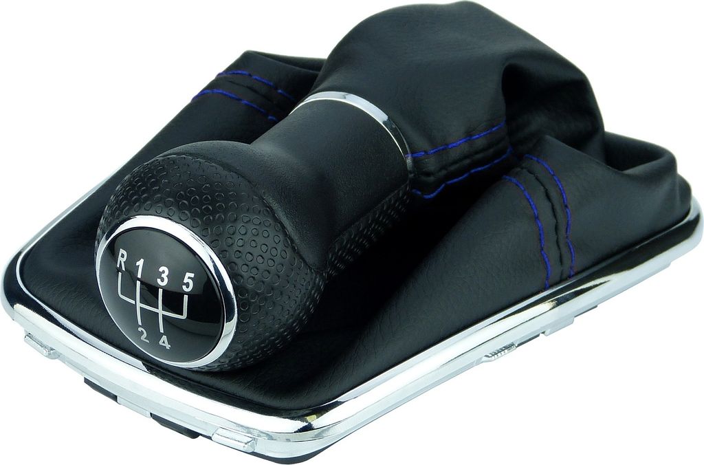 Schaltsack Schaltmanschette für Schaltknauf VW Golf 4 IV VW Bora mit CHROM Rahmen 23mm Naht blau