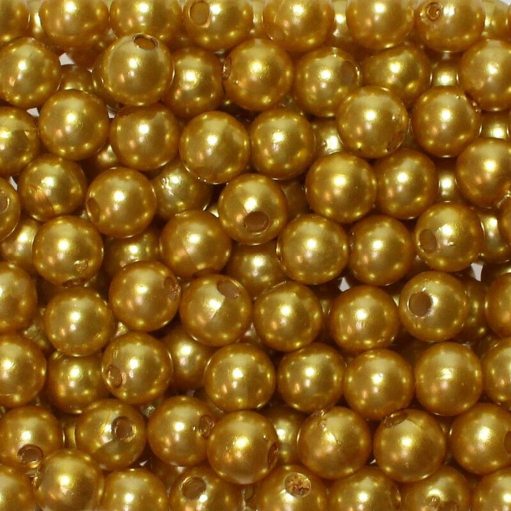 250 Kunstperlen 8mm Perlen Wachsperlen Dekoperlen Bastelperlen Loch Kunstperlen, Farbe:gold