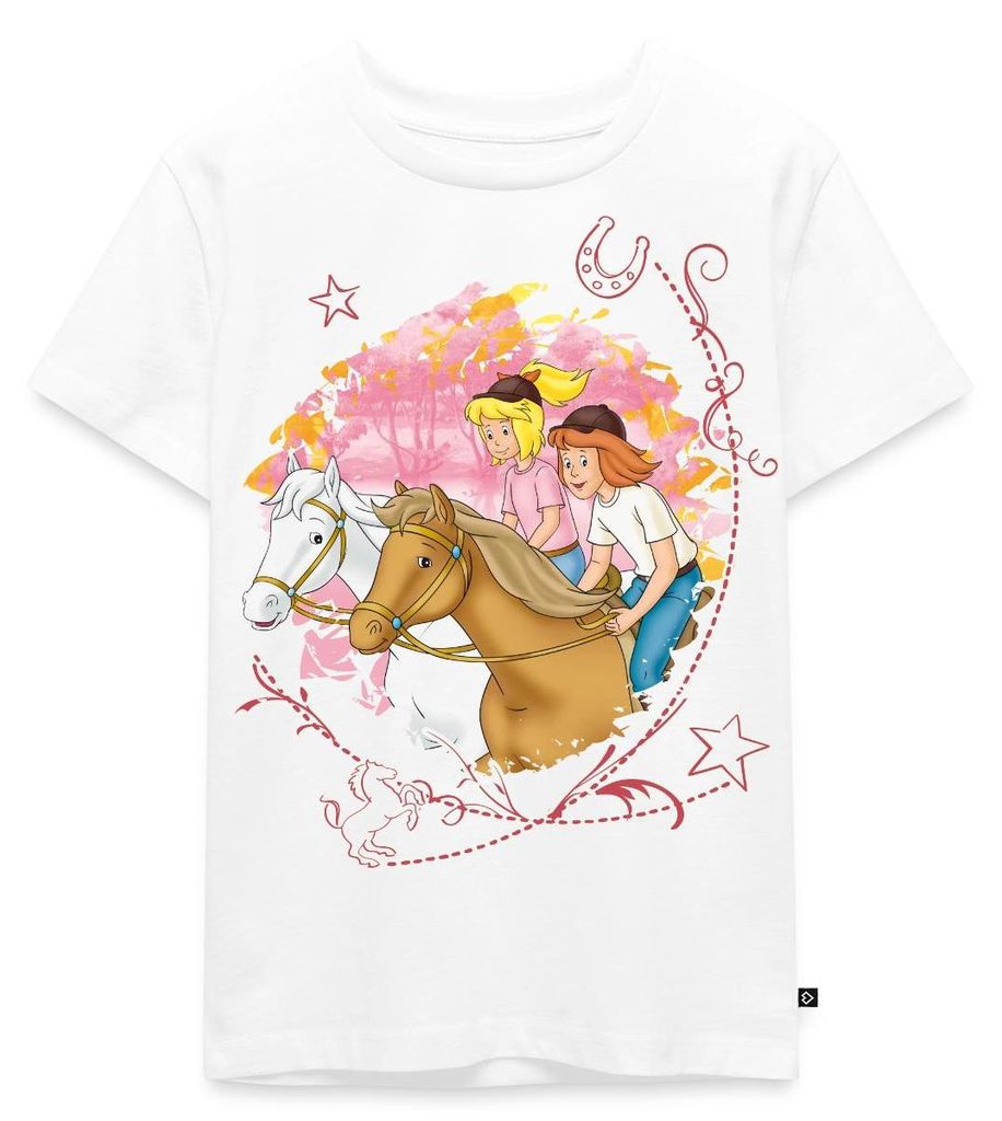 Spreadshirt Bibi Und Tina Wettreiten Im Wald Kinder Premium T-Shirt, 122/128 (6 Jahre), Weiß