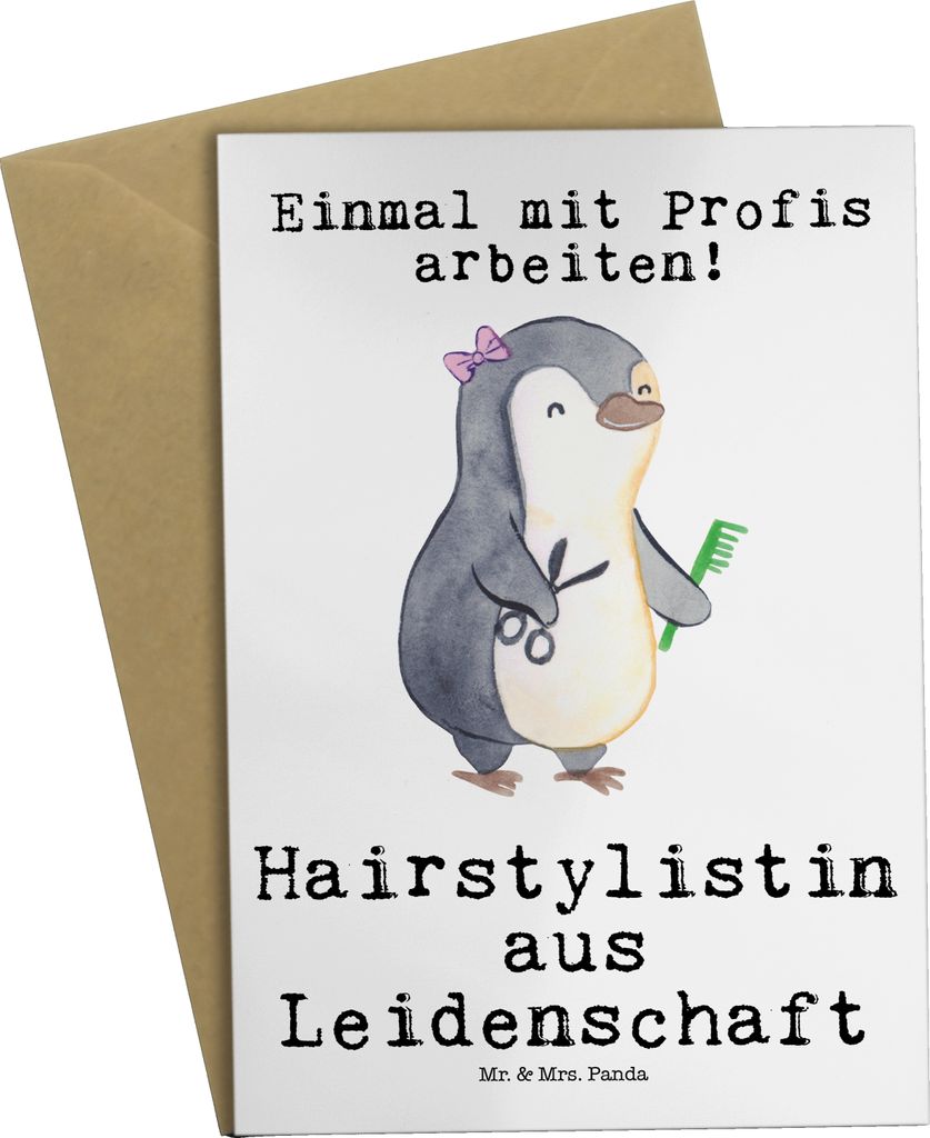 Mr. & Mrs. Panda valentinstagskarte Hairstylistin Leidenschaft - Weiß - Geschenk, weihnachtskarten, Grußkarte, Lustig, hochzeitskarten, einladung...
