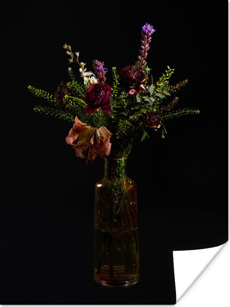 MuchoWow Poster Blumen - Farben - Stilleben 90x120 cm - Wohnzimmer