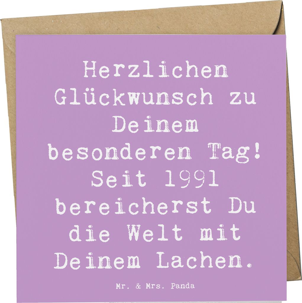 Mr. & Mrs. Panda Deluxe Karte Spruch 1991 Geburtstag - Lavendeltraum - Geschenk, doppelkarte, Glückwunschkarte, Klappkarte, bereicherst Du die Wel...