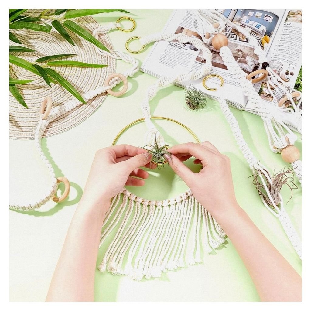 6 x Aufhänger für Luftpflanzen. Makramee Pflanzenhänger im Boho-Stil für hängende Pflanzkörbe und Wanddekoration