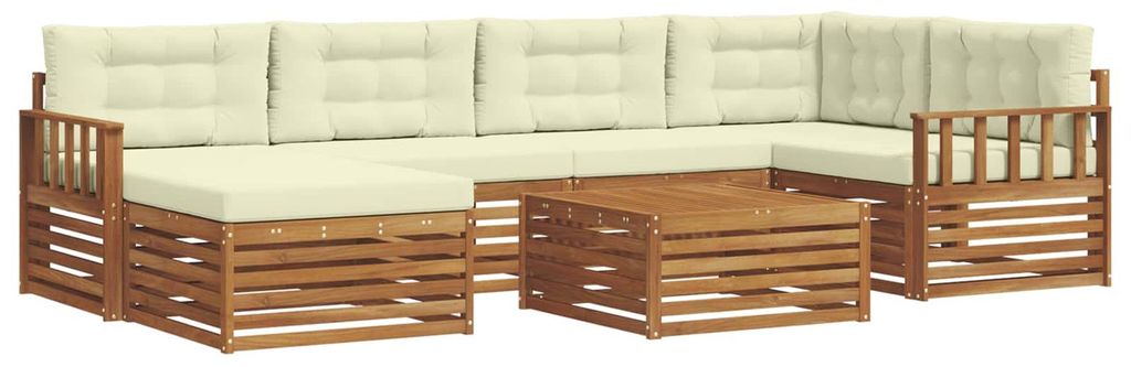 vidaXL Outdoor-Sofagarnitur mit Kissen 7 pcs Natur und Creme