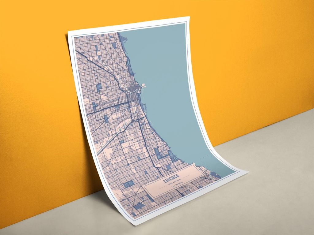 Stadtplan Chicago Poster - Retro | Größe in cm: 60 x 80