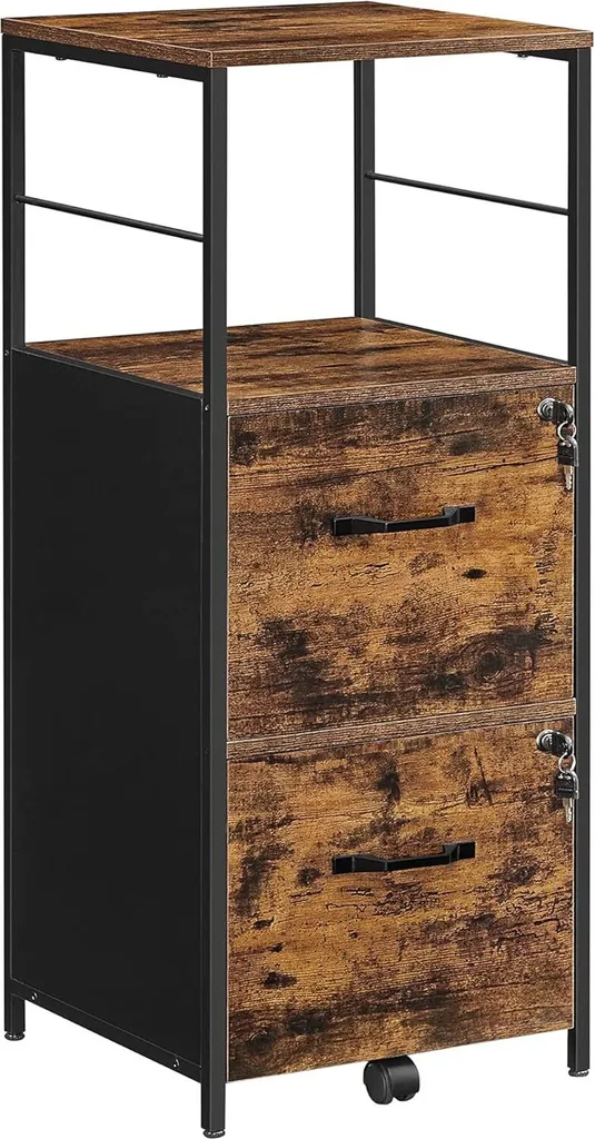 Armoire de Classement à 2 Tiroirs avec Compartiment Ouvert pour Bureau