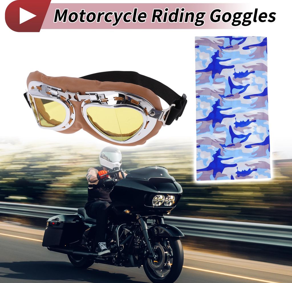 1 Paar Motorrad Brillen Klappbar PC PolyurethanSchwamm Outdoor Sport Sonnenbrille Für Motocross Dirt Bike ATV Gelbe Linse Brauner Rahmen