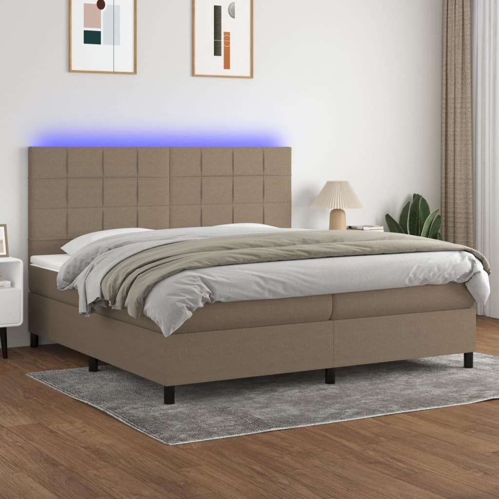 Maison Exclusive - Boxspringbett mit Matratze & LED Taupe 200x200 cm Stoff