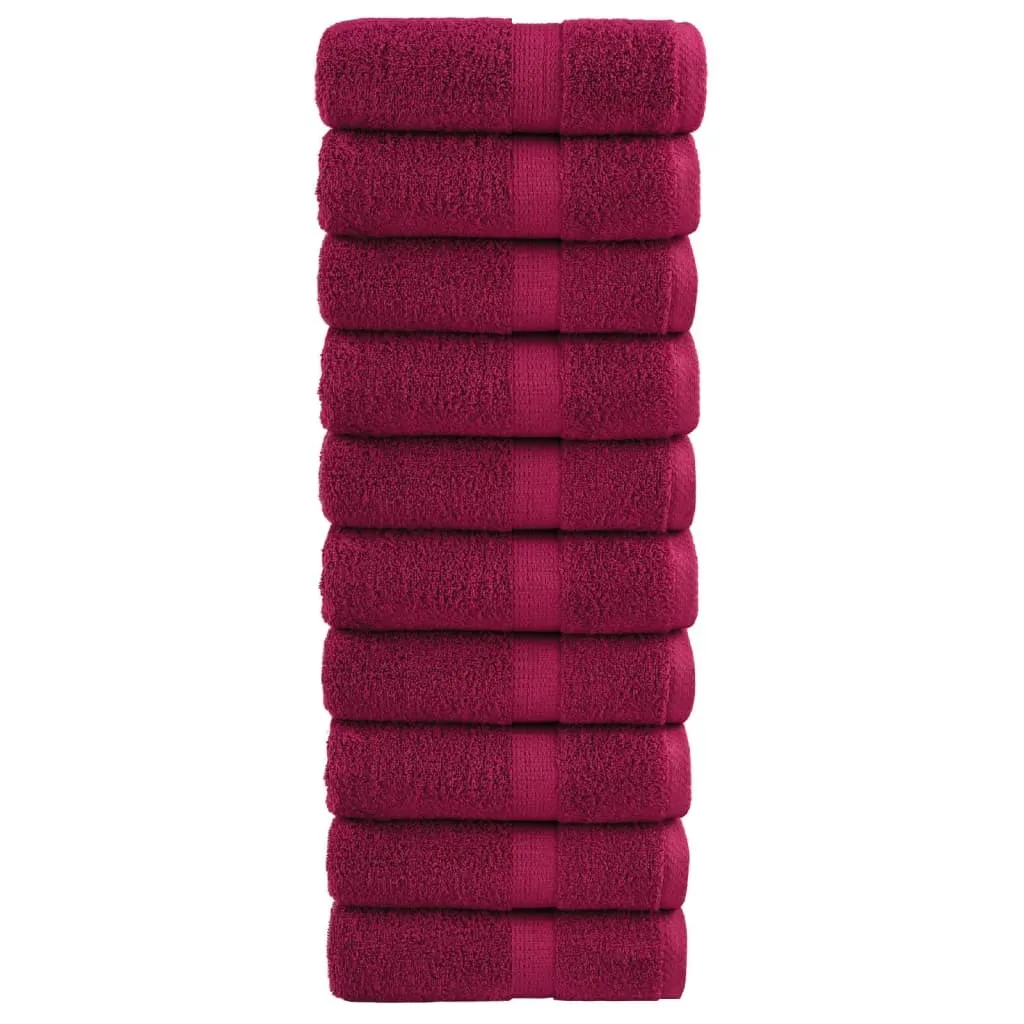 Stock 10 Asciugamani Piccoli SOLUND 30x50 Bordeaux 600g/m² Cotone