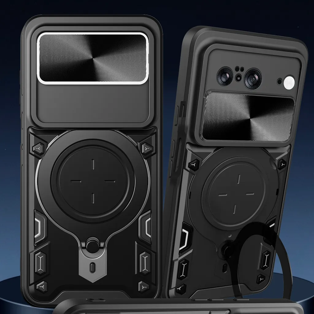 Custodia Antiurto Google Pixel 8 con Anello e Copri-Obiettivo - 5