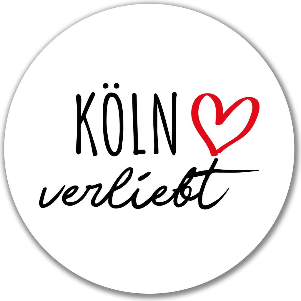 Huuraa Aufkleber Köln verliebt 10cm rund Sticker Geschenkidee