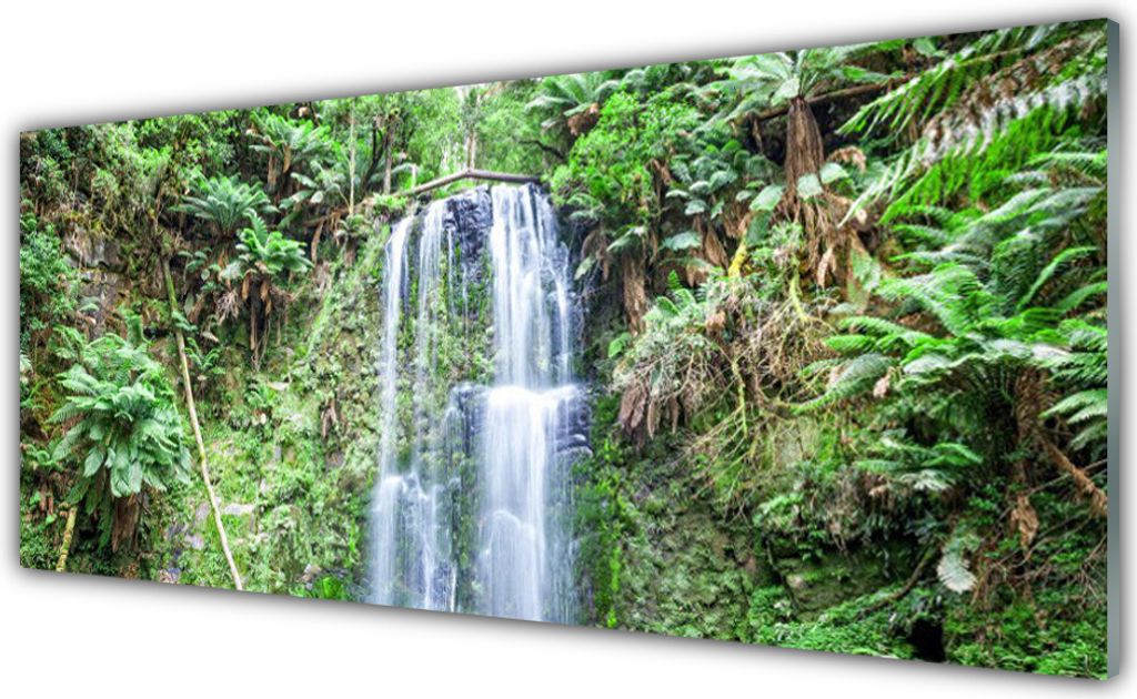 Acrylglasbilder 125x50 Wandbild Druck Wasserfall Bäume Natur