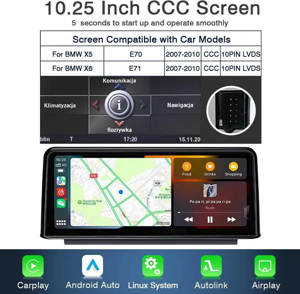 Système multimédia CCC Linux CarPlay sans fil avec YouTube intégré - 2