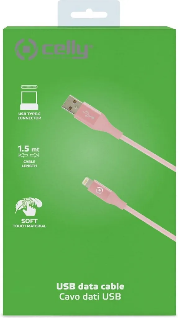 Cavo Dati Celly USB A-C 1m Rosa | USBTYPECCOLORPK Specifiche 2.0 - 4