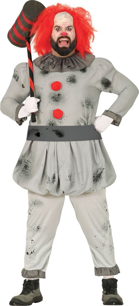 Clown Halloween Gruseliger Jux Spaßschreck Gruselparty Karneval, Größe: 54 - 56 (XL) Farbe: Grau