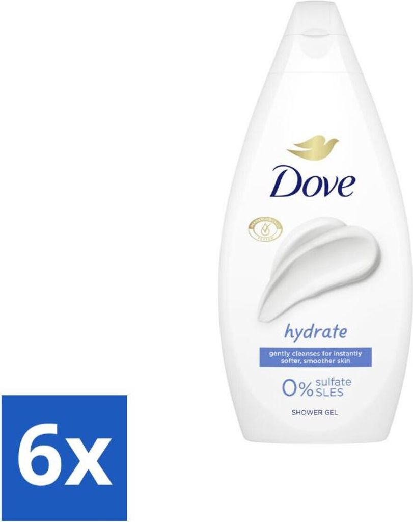 Dove Duschcreme - Hydrate - 450 ml - Vorteilspack - 6 Stücke