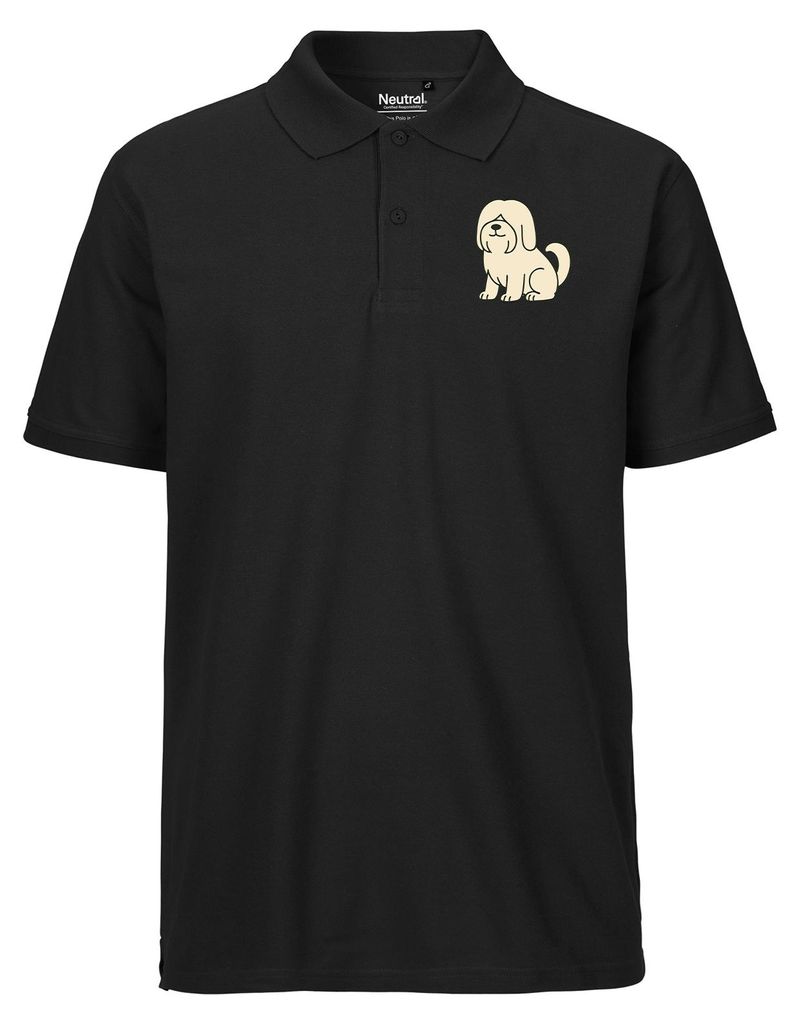 Huuraa Herren Polo Shirt Lhasa Apso Comic Lhasie XL Black Bio Baumwolle Fairtrade Poloshirt Geschenkidee