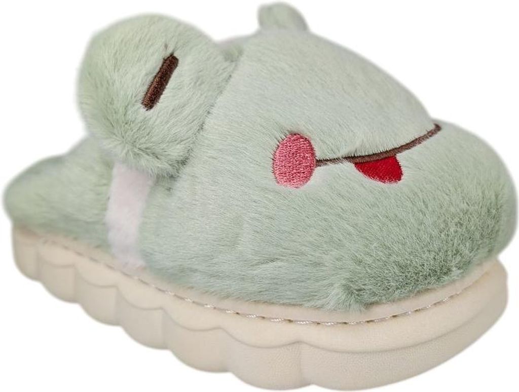 Kinder Gefüttert Hausschuhe Isoliert Slippers Jungen Mädchen Schlappen Animals Grün Gr.34/35