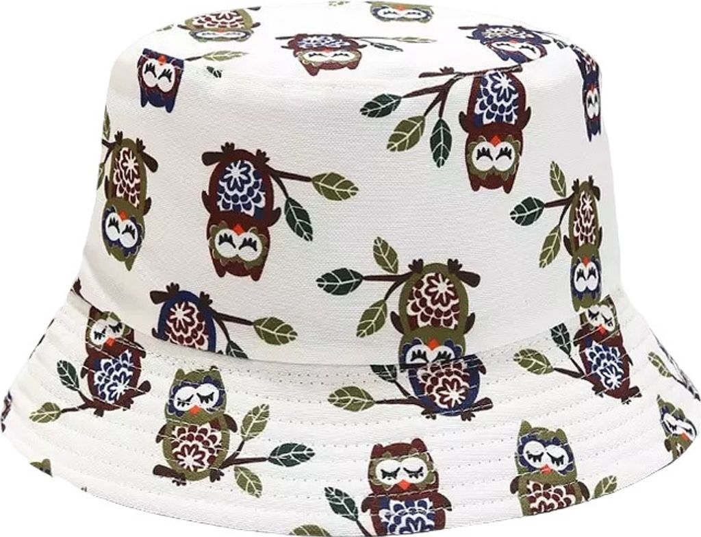 Modischer Weißer Bucket-Hut Owl - Trendy und Stilvoll KP22996