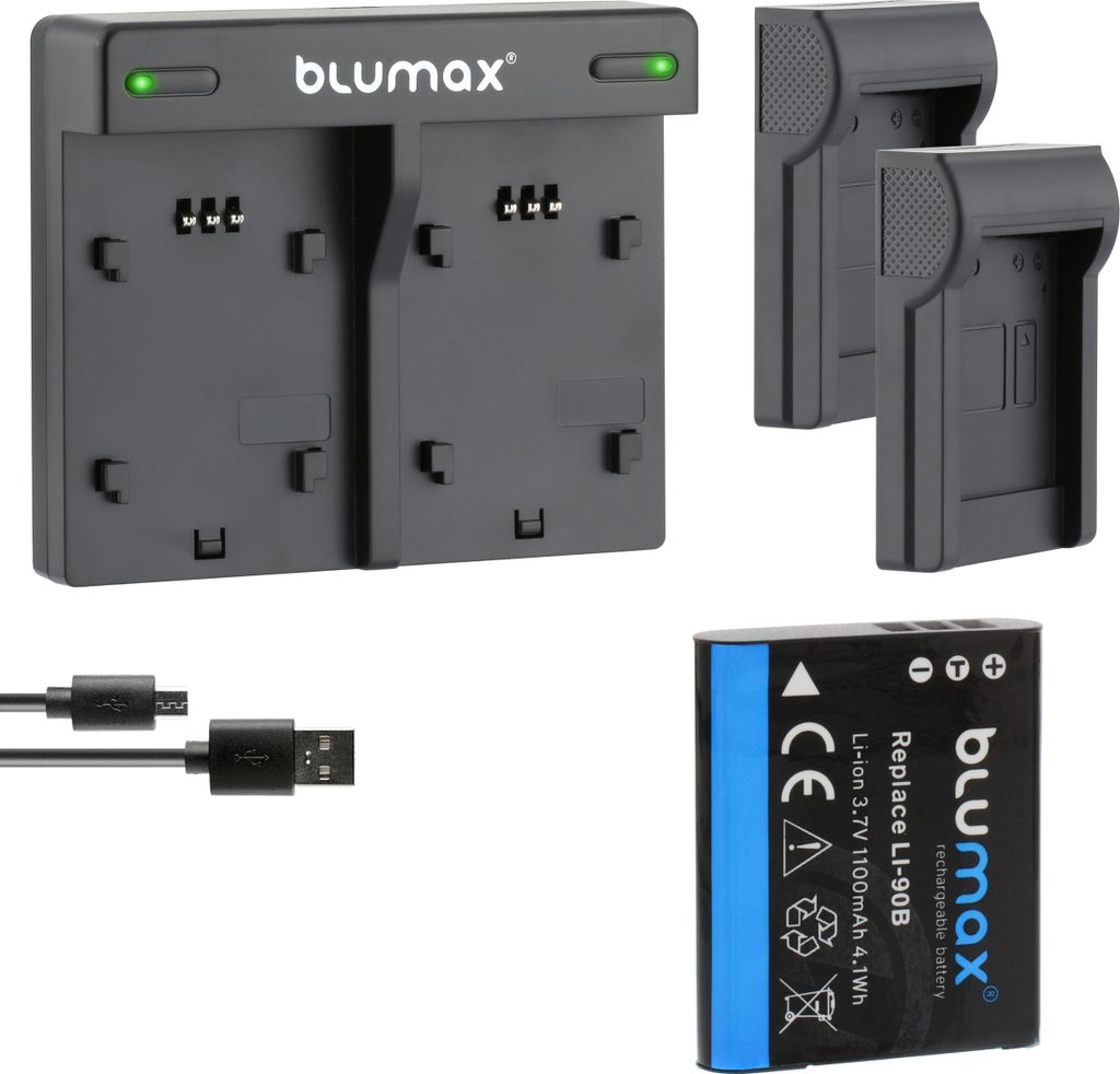 1x Akku + Lader für Olympus Li-90B LI-92B TG-4 XZ-2 SH-50 SH-60 1100 mAh