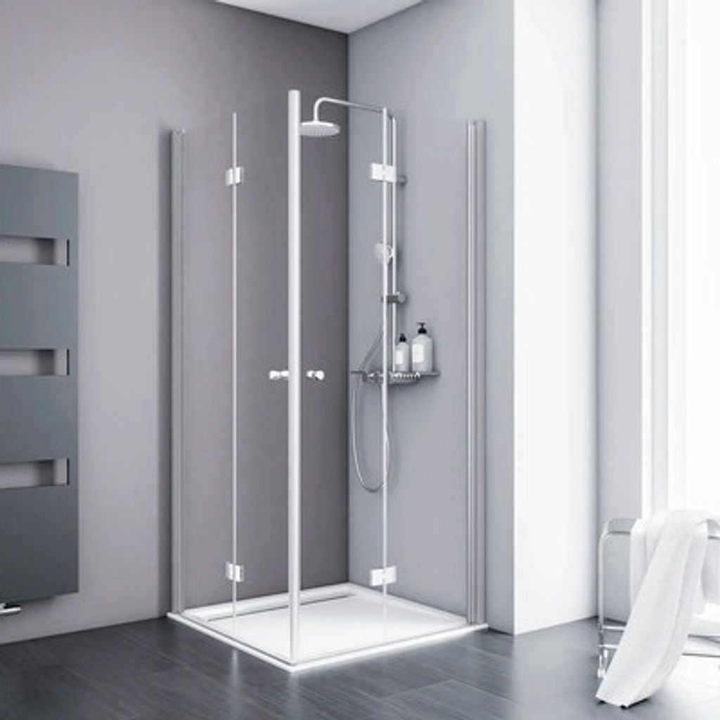 Eckeinstieg mit Drehfalttür SCHULTE AlexaStyle 2.0 90 x 100 cm Profil aluminium Klarglas Reversibel