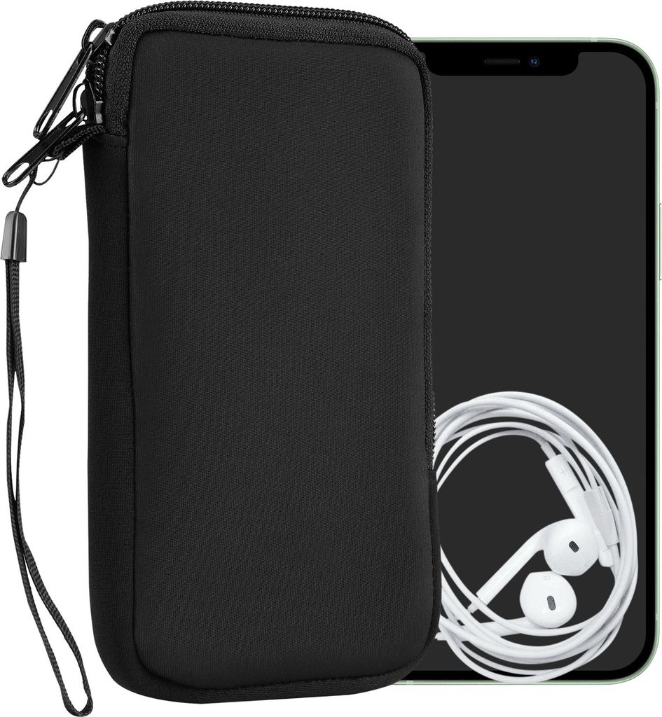 kwmobile Handytasche für Smartphones XL - 6,7/6,8" - Neopren Handy Hülle Schwarz - Handy Tasche 17,2 x 8,4 cm Innenmaße