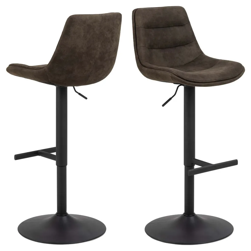 Adisa tabouret de bar gris en tissu chiné et structure métal robuste