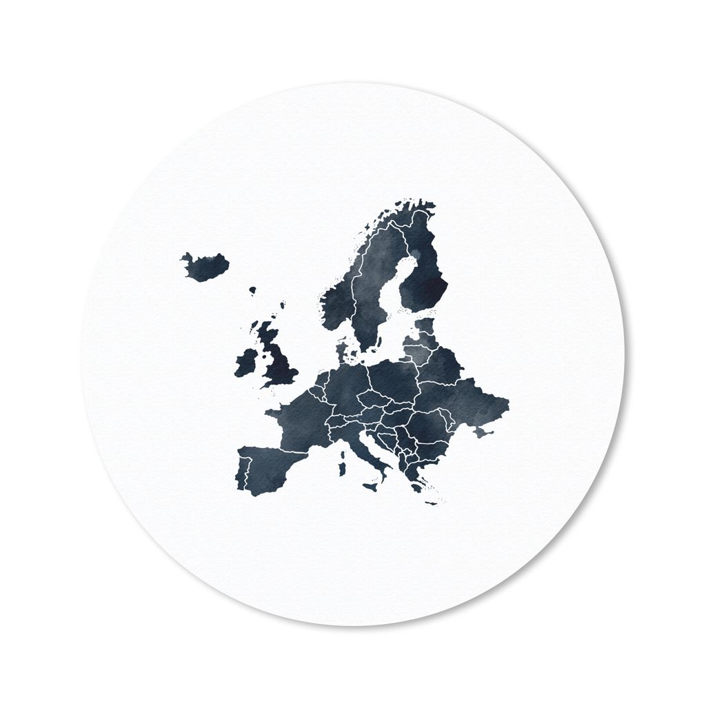 MuchoWow Mauspad Mousepad Karte - Europa - Schwarz 30x30 cm - Mousepads - Maus Mat - Pad - Mausunterlage - Tischunterlage - Schreibtischmatten