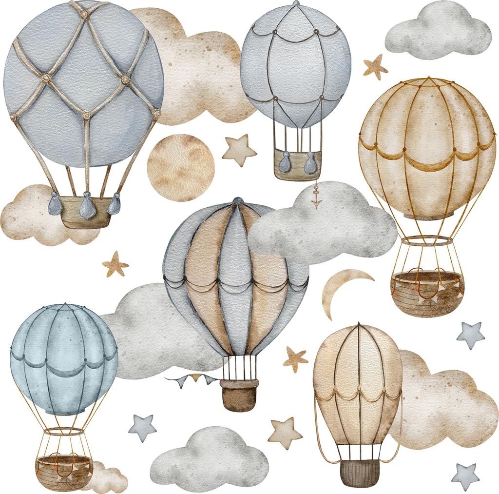 Set di adesivi murali Muralo per bambini PALLONCINI NUVOLE Immagine del prodotto 