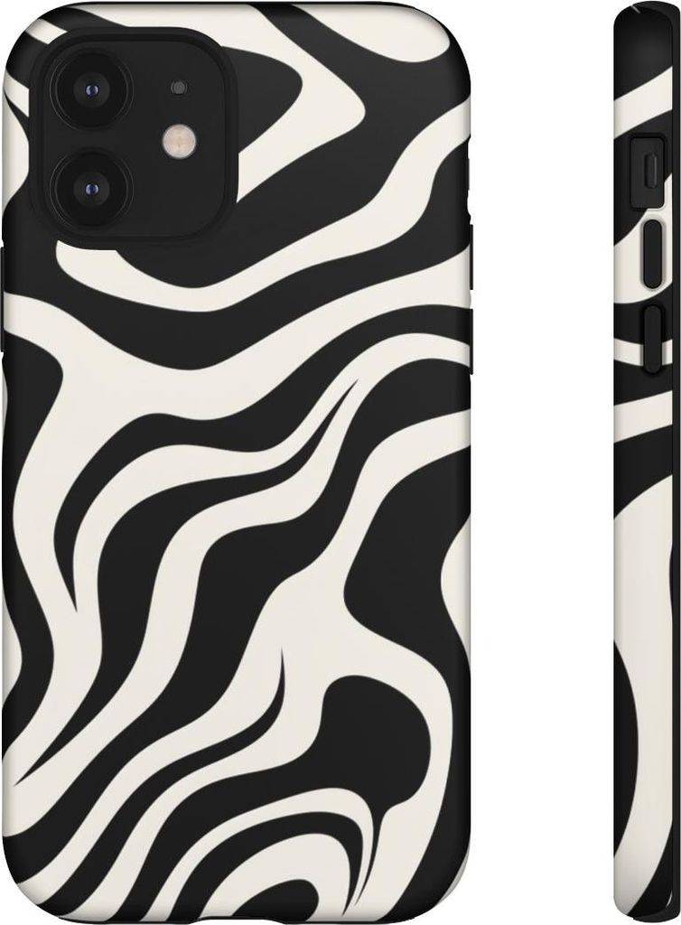 Abstraktes Zebra-Muster in Schwarz-Weiß – Hülle Kompatibel mit iPhone 12