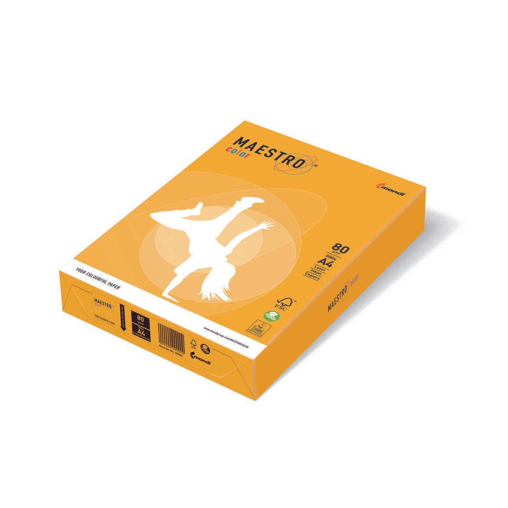 Kopierpapier MAESTRO Color Intensiv A4 80g/m² 500 Blatt sonnengelb. Packung mit 5 Stück