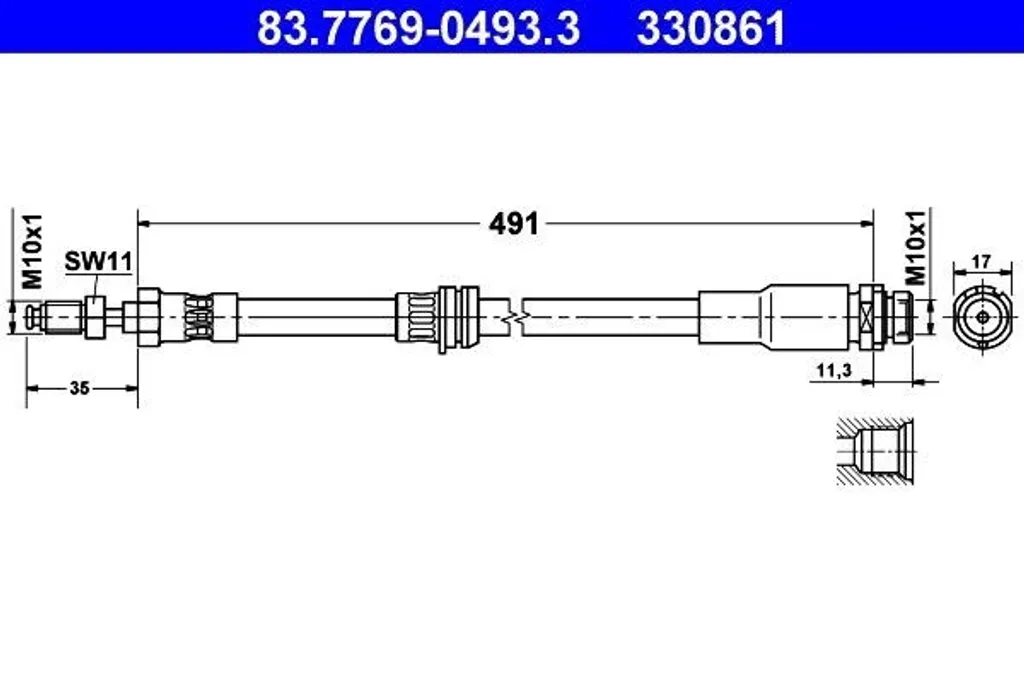 Flexible de frein arrière Ford Fusion (JU) - Durite de freinage 32cm