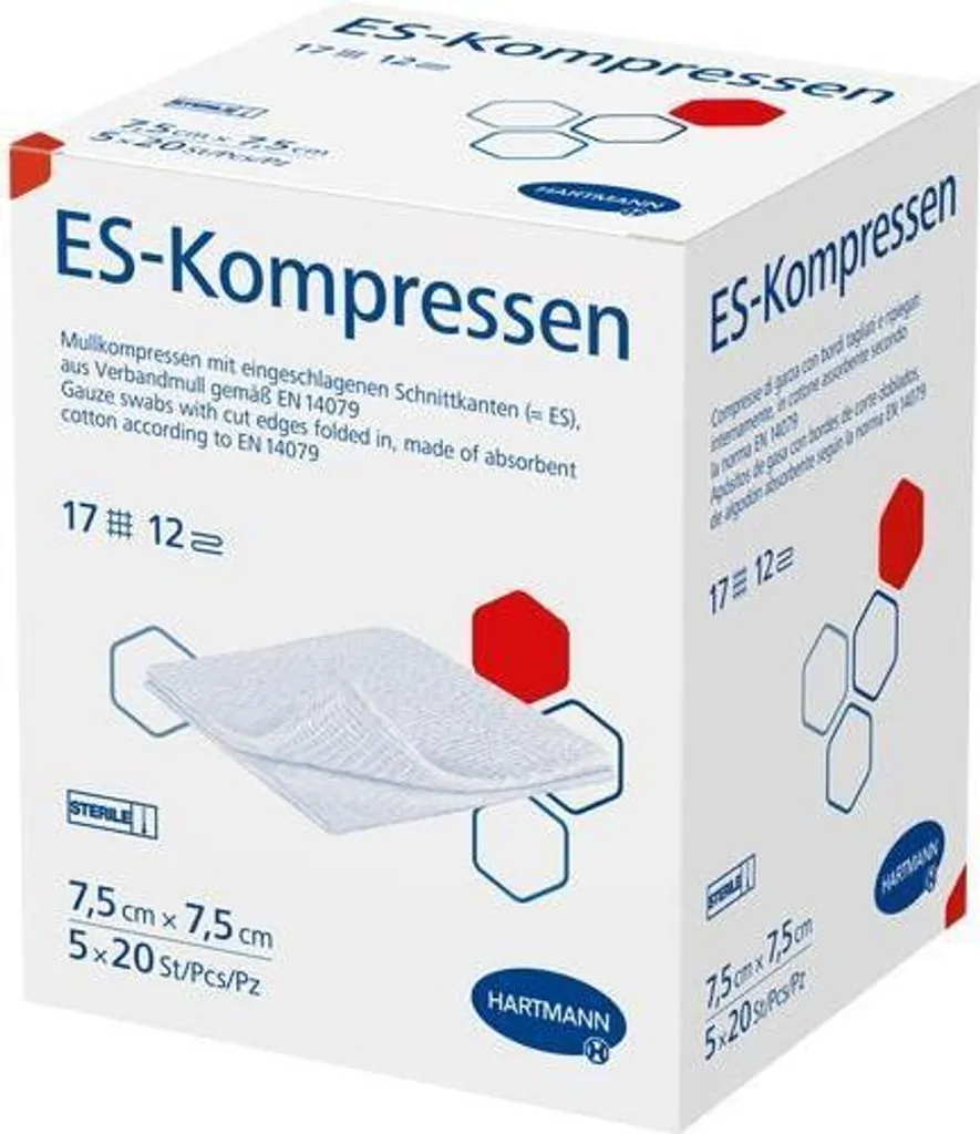 Compresses stériles pour nettoyage des plaies 7,5x7,5 cm 5x20 pièces