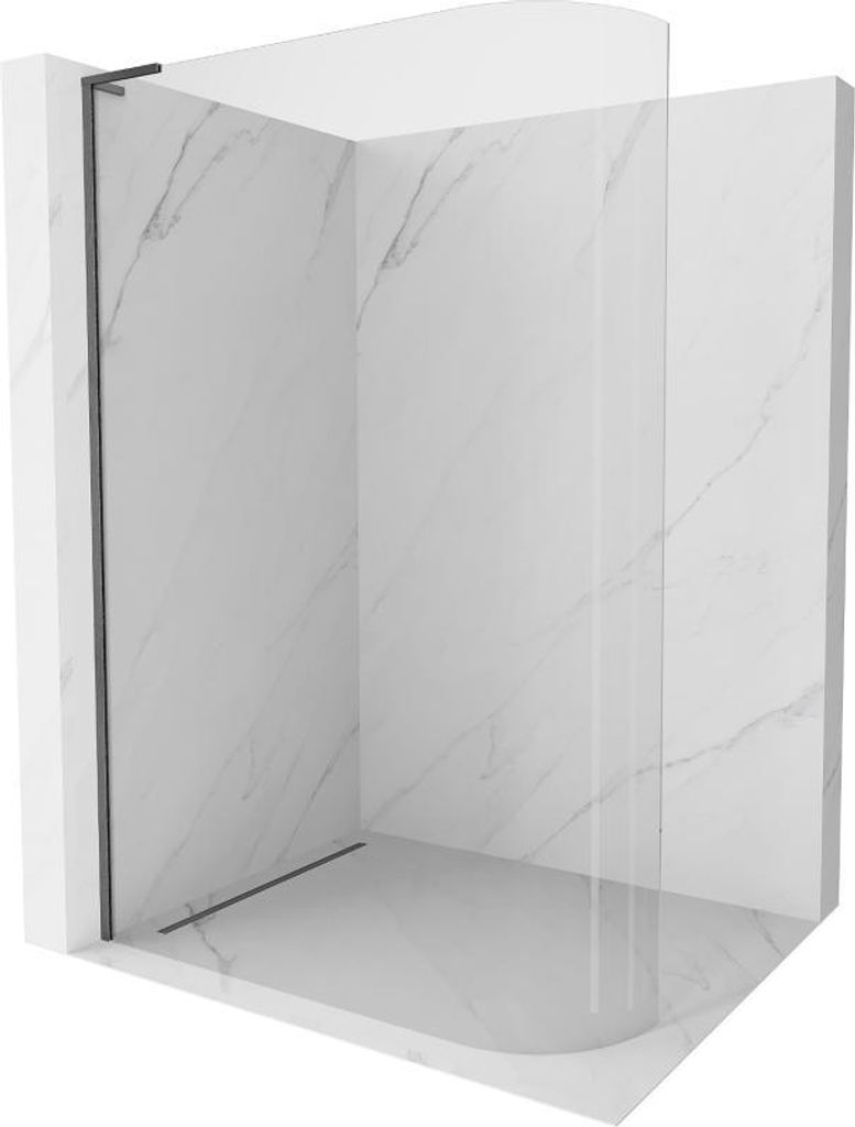 Mexen Kioto L gewölbte Duschwand Walk-in 90 x 200 cm, transparent, gun grey gebürstet - 800-090-103-66-06