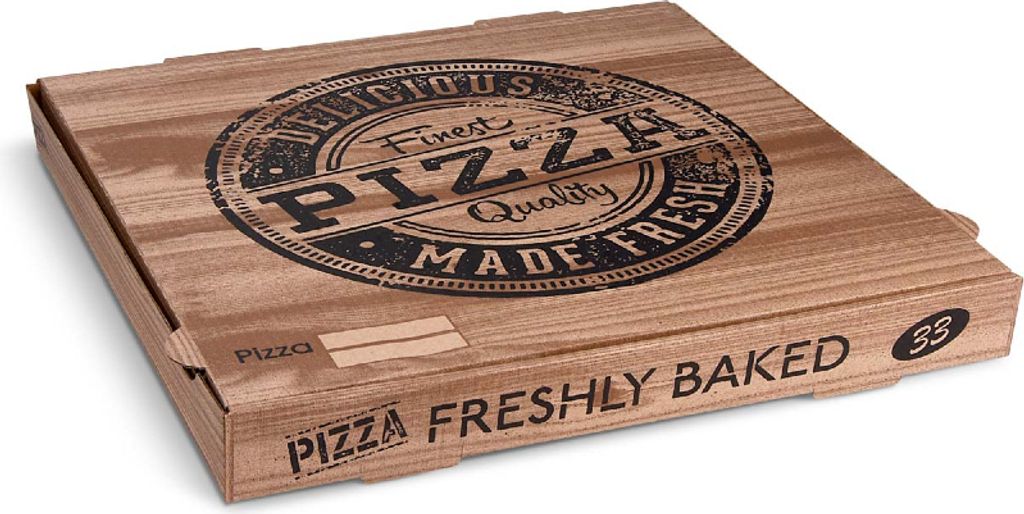 100 Pizzakarton aus Mikrowellpappe kraft 33 x 33 x 4 cm