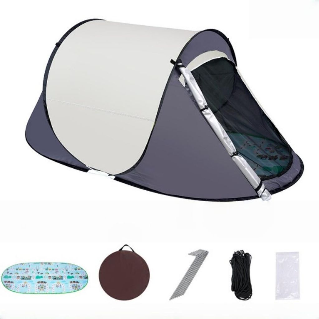Automatik-Schnellaufbauzelt 190T Silberbeschichtung UV-Schutz wasserdicht 1-2 Personen Campingzelt