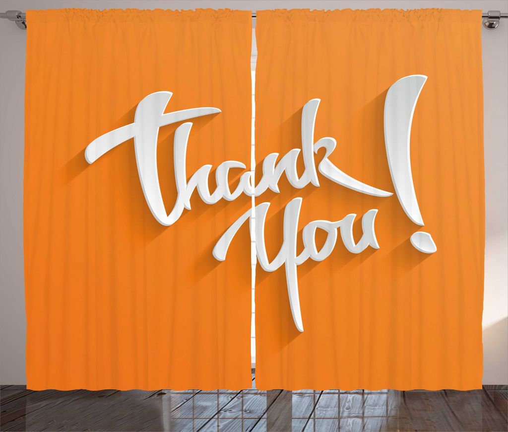 ABAKUHAUS Danke dir Rustikaler Vorhang, Kurvige Joint Gratefulness, Wohnzimmer Universalband Gardinen mit Schlaufen und Haken, 280 x 245 cm, Orange...