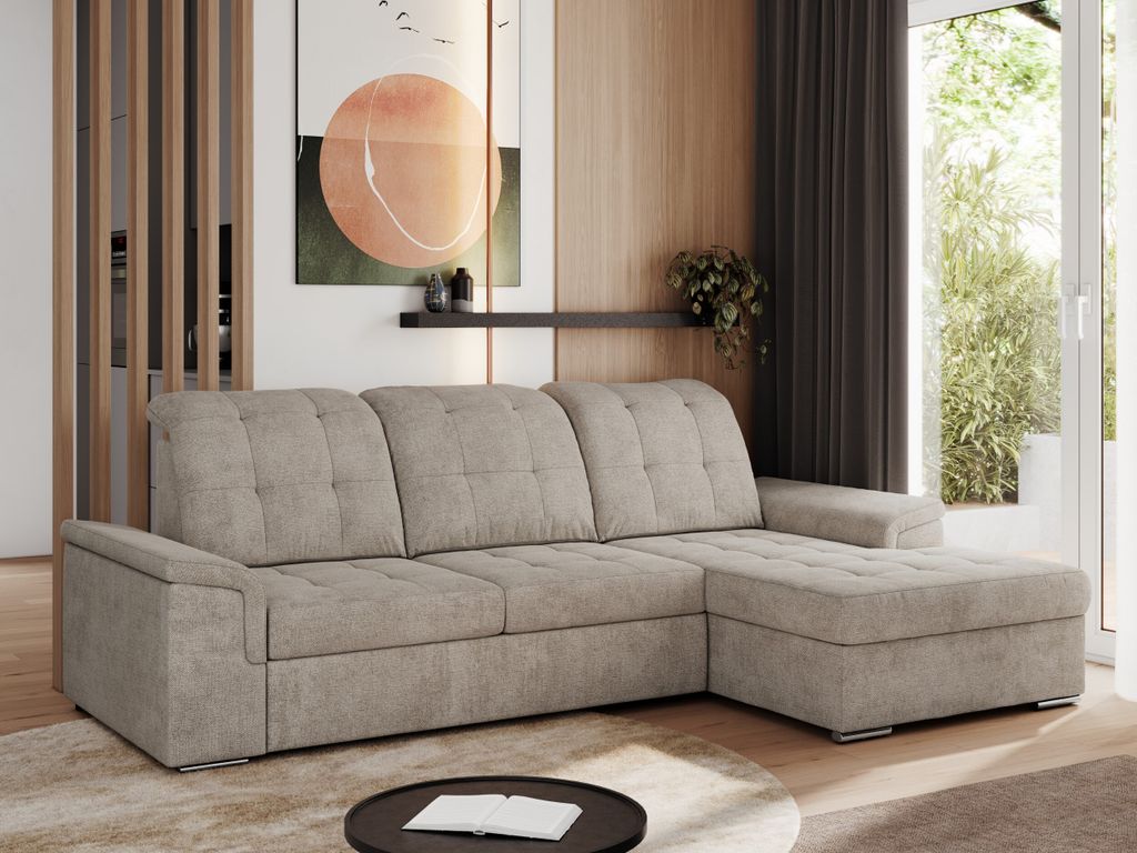 MKS MEBLE Sofa mit Schlaffunktion - Ecksofa mit Schlaffunktion und Bettkasten - Sofa 3 Sitzer - Schlafsofa - Couch - Schlafsofa mit Bettkasten - Ma...