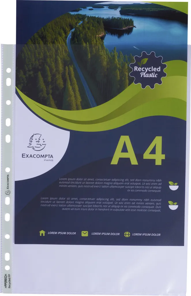 Exacompta 5320E Lot de 1000 Pochettes Perforées A4 en PP Recyclé 6/100e