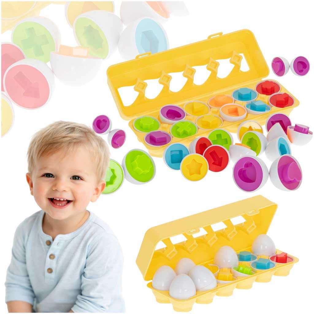 Educatieve puzzelsorteerder Match eivormen 12st Productafbeelding 