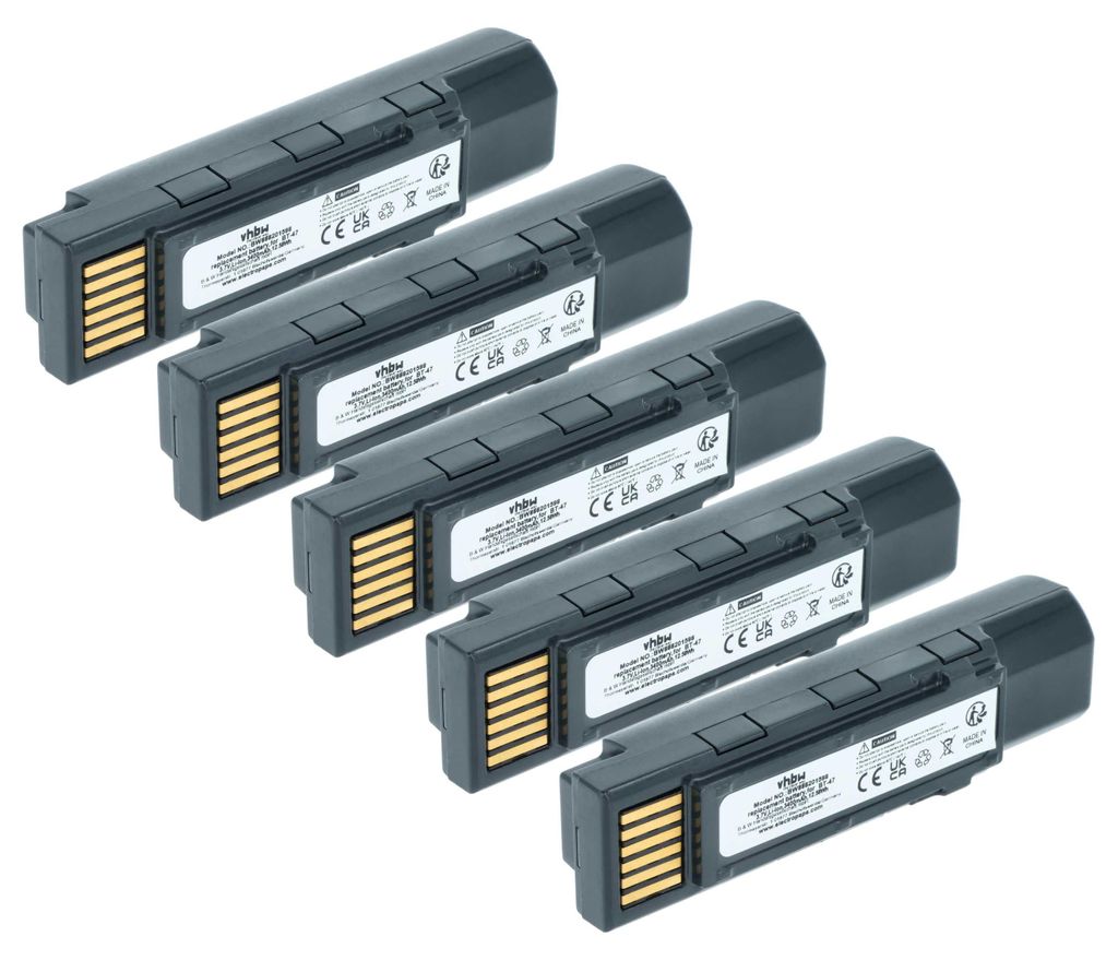 vhbw 5x Akku Ersatz für Datalogic TW18050652, 128004721, BT-47, RBP-GM45 für Barcodescanner POS (3400 mAh, 3,7 V, Li-Ion)