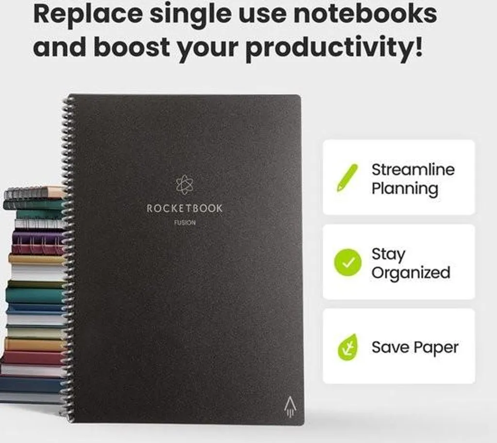 Carnet de notes numérique réutilisable Fusion Smart Notepad A4 noir - 9