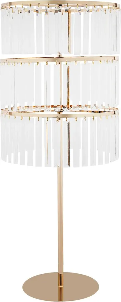Support à fleurs mariage or 3 niveaux 95cm avec cristaux suspendus