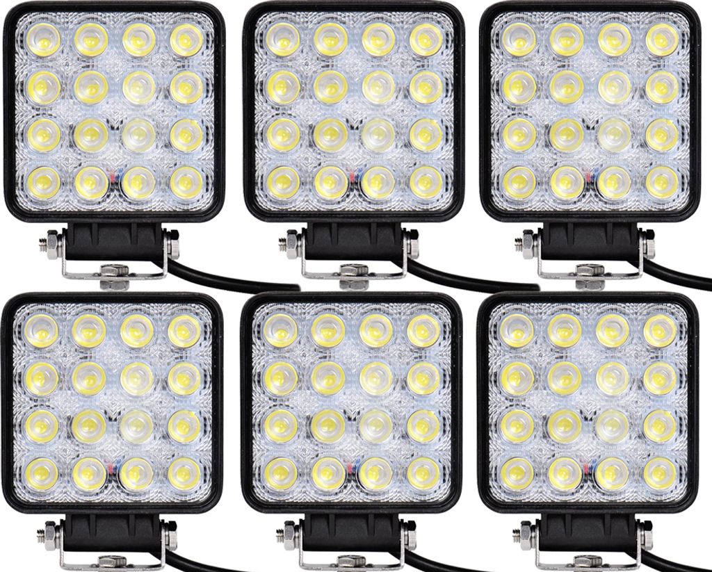 Greenmigo 6pcs Arbeitslicht 48W LED Arbeitsscheinwerfer Offroad Flutlicht Spotlight Reflektor Scheinwerfer Arbeitsscheinwerfer Schwarz Aluminium Dr...